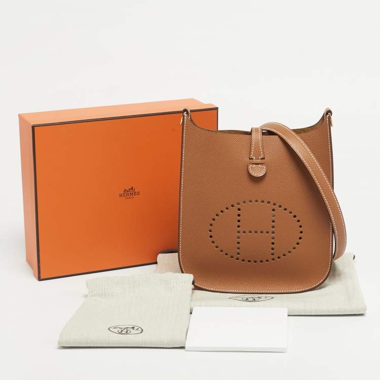 Pre Owned Hermes Evelyne TPM Gold Epsom Leather Bag