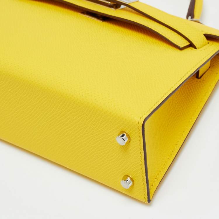Pre Owned Hermès Kelly II Sellier 20 Palladium Finish Jaune de Naples Leather Bag