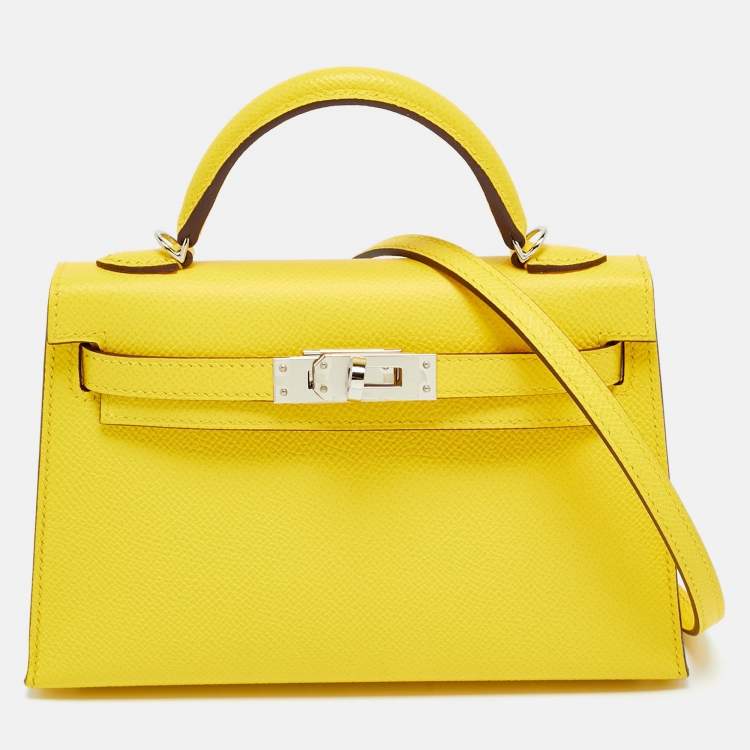 Pre Owned Hermès Kelly II Sellier 20 Palladium Finish Jaune de Naples Leather Bag
