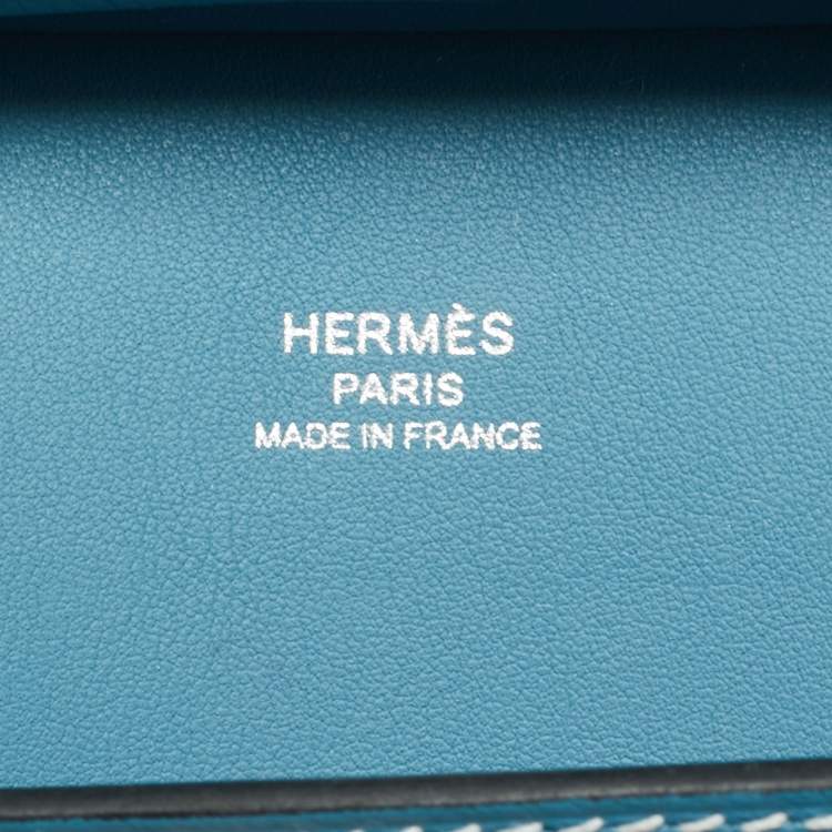 Pre Owned Hermes Jypsiere Mini Palladium Finish Bleu Jean Evercolor Leather Shoulder Bag