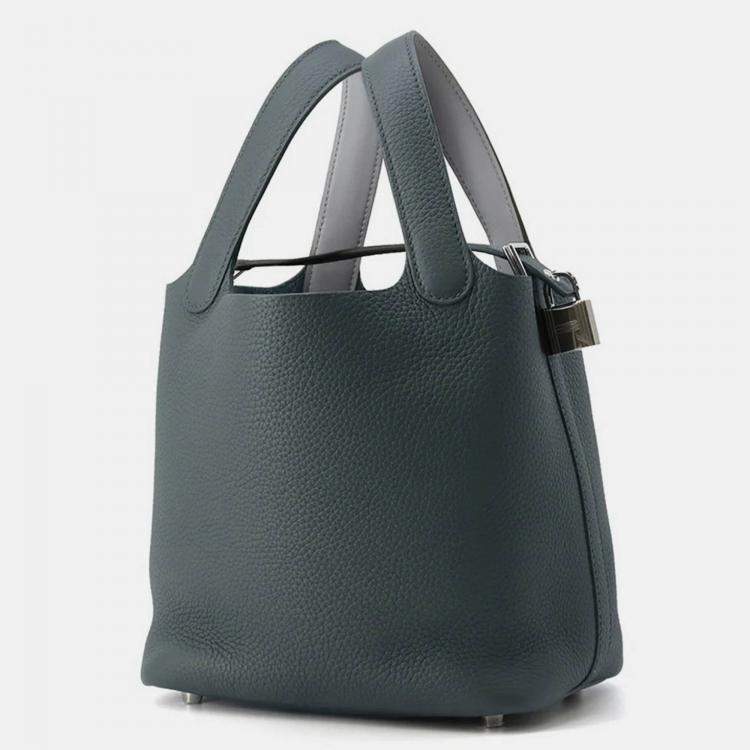 مملوكة مسبقًا Hermes Picotin Lock Eclat Vert Mangrove/Guripantan Taurillon Clemence Swift Leather Size Pm