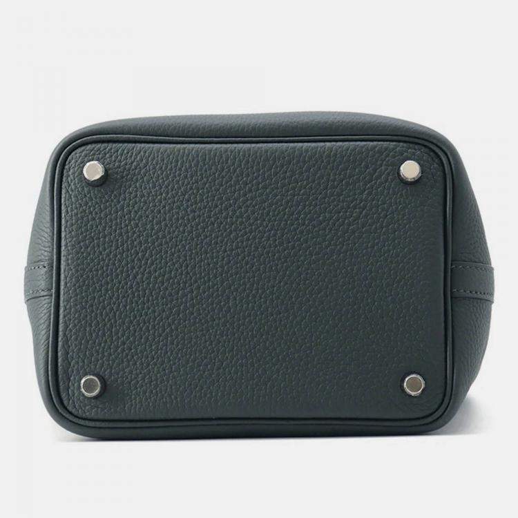 مملوكة مسبقًا Hermes Picotin Lock Eclat Vert Mangrove/Guripantan Taurillon Clemence Swift Leather Size Pm