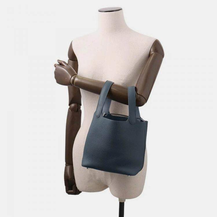 مملوكة مسبقًا Hermes Picotin Lock Eclat Vert Mangrove/Guripantan Taurillon Clemence Swift Leather Size Pm