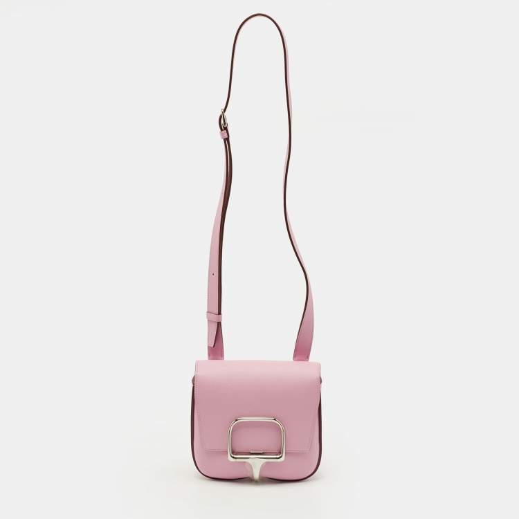 Pre Owned Hermes Della Cavalleria Mini Mauve Sylvestre Epsom Leather Crossbody Bag