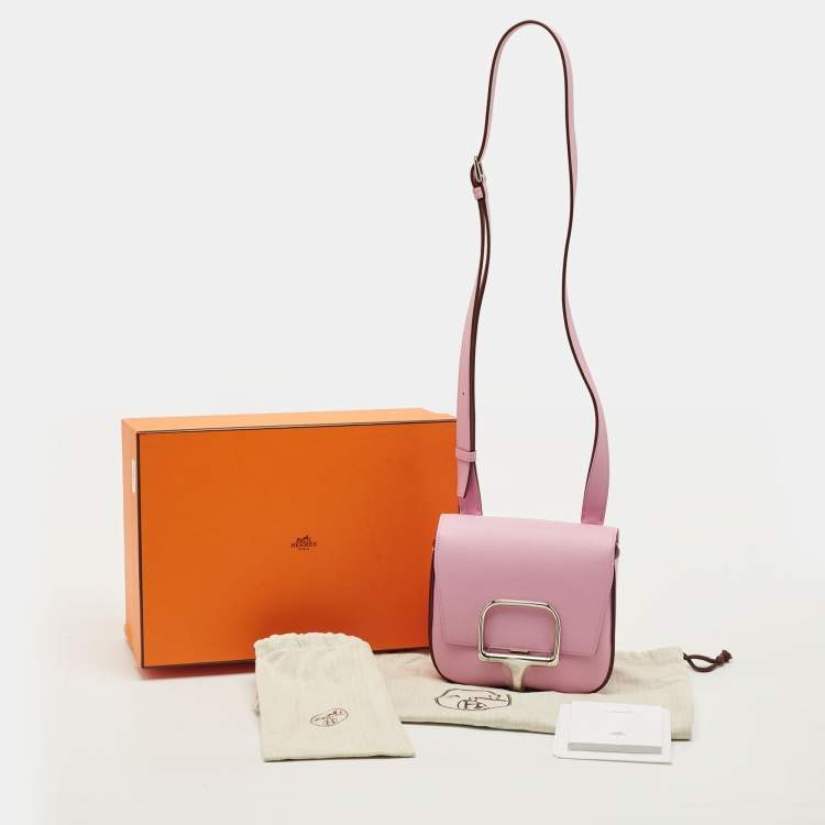 Pre Owned Hermes Della Cavalleria Mini Mauve Sylvestre Epsom Leather Crossbody Bag