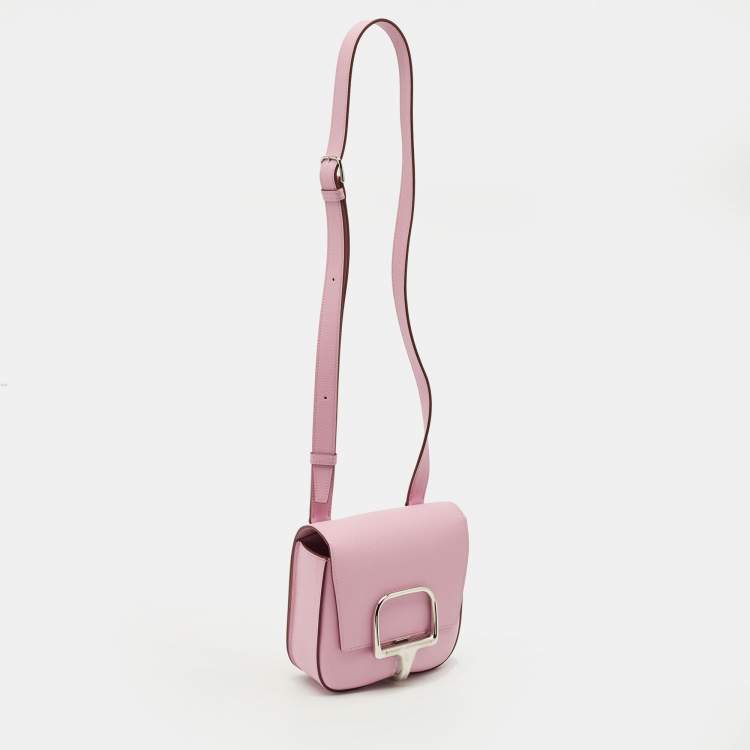 Pre Owned Hermes Della Cavalleria Mini Mauve Sylvestre Epsom Leather Crossbody Bag