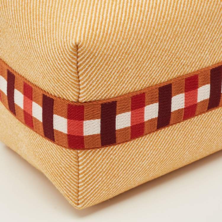 Pre Owned Hermes Bride-a-Brac Carre Large Fauve Merino Wool Pouch