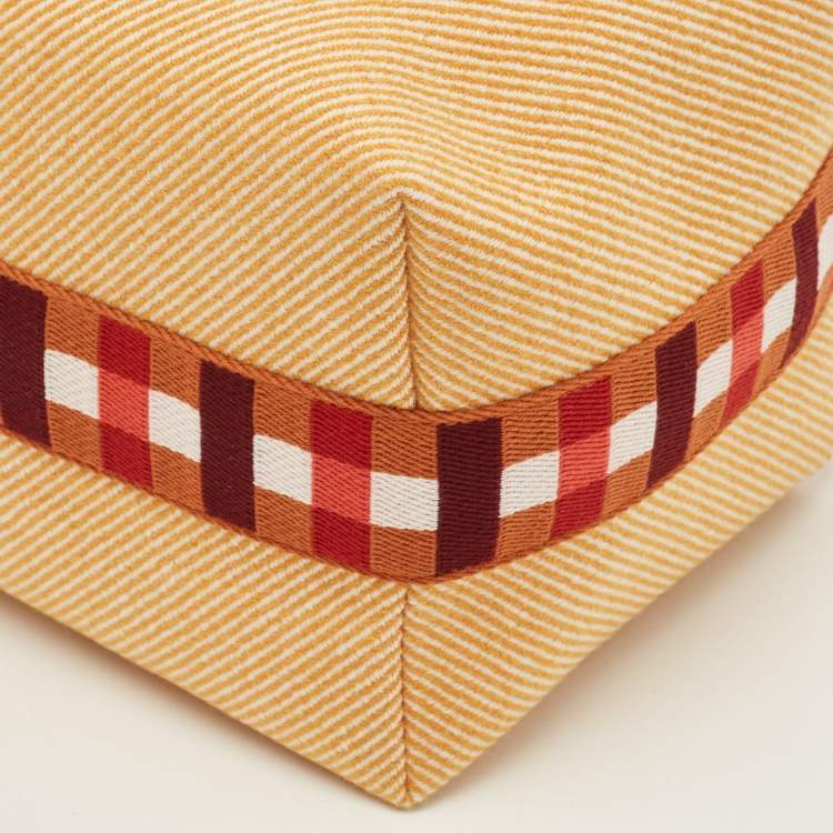 Pre Owned Hermes Bride-a-Brac Carre Large Fauve Merino Wool Pouch