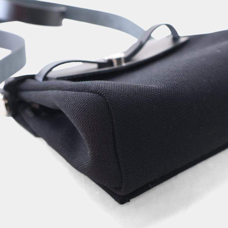 Pre Owned Hermes Noir Military Toile Mini Herbag Zip 20