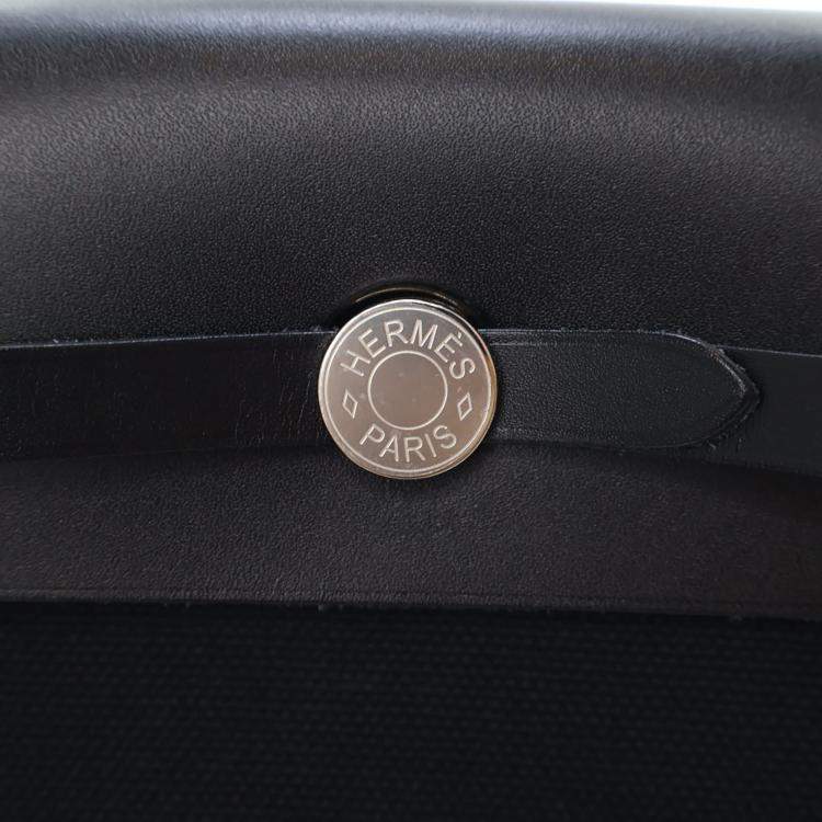 Pre Owned Hermes Noir Military Toile Mini Herbag Zip 20