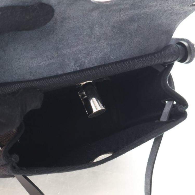 Pre Owned Hermes Noir Military Toile Mini Herbag Zip 20