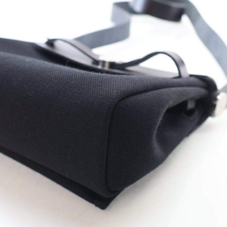 Pre Owned Hermes Noir Military Toile Mini Herbag Zip 20