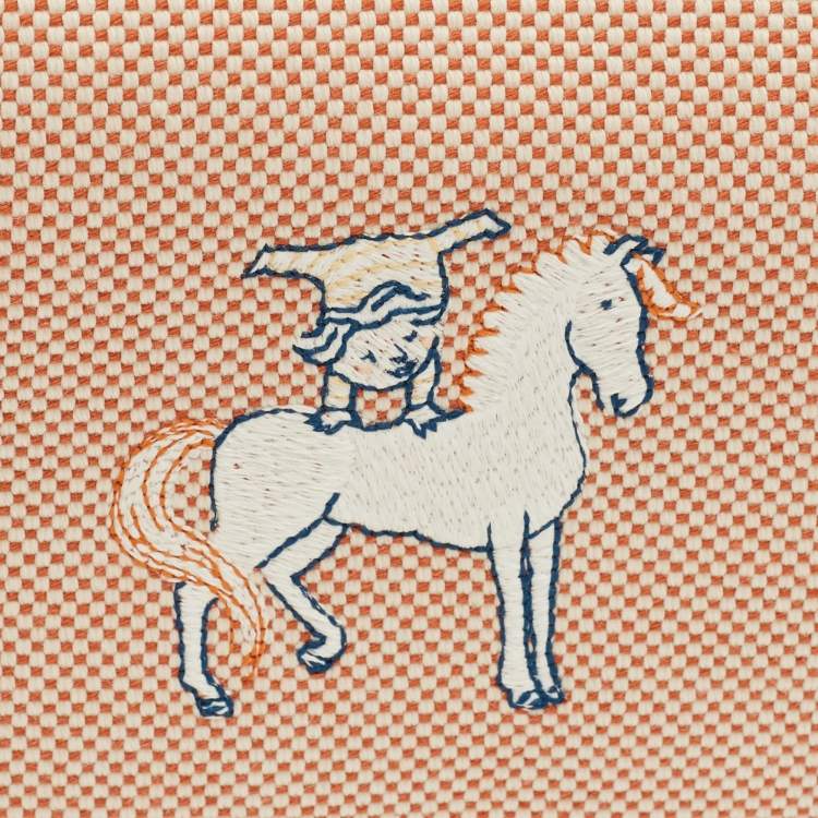 Pre Owned Hermès Bride-a-Brac Cabriole Large Terracotta H Canvas Pouch