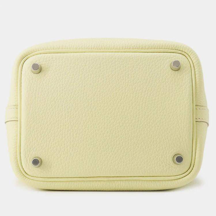 مملوكة مسبقًا Hermes Picotin Lock Eclat Jaune Milton/Vert Vertigo Taurillon Clemence Swift Leather Size PM