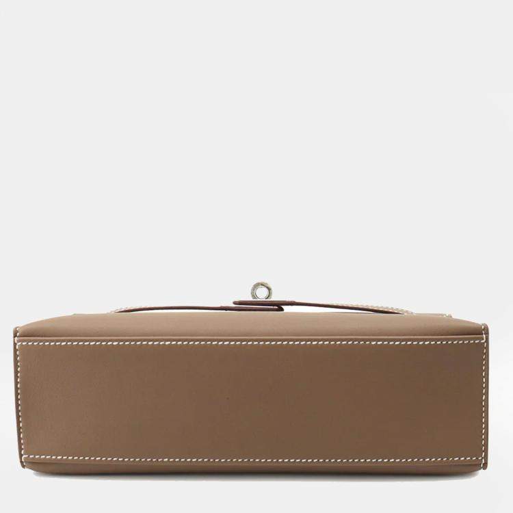 Pre Owned Hermes Pochettekelly Etoupe Swift Leather