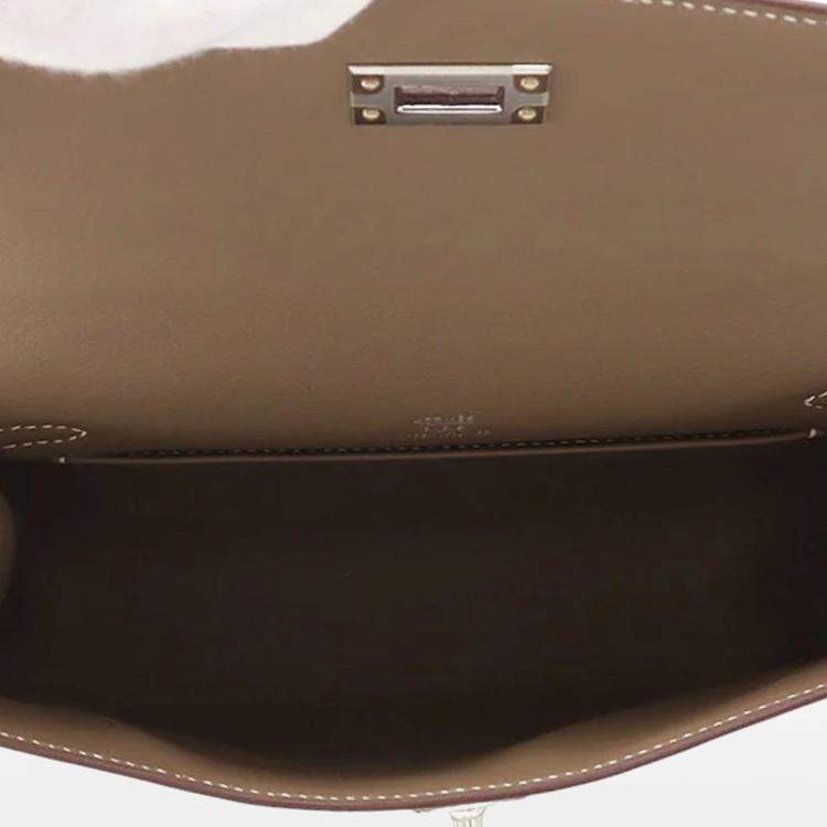 Pre Owned Hermes Pochettekelly Etoupe Swift Leather