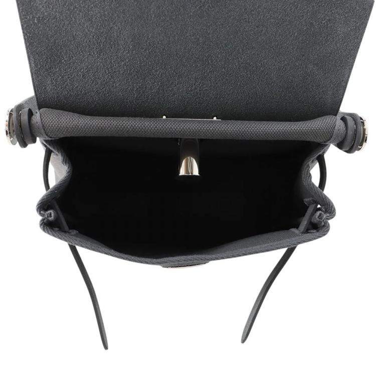 Pre Owned Hermes Herbag Zip Ardoise Toile Military Vache Hunter Leather Size Mini