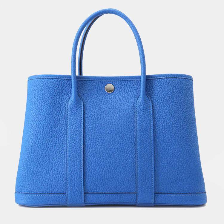 Pre Owned Hermes Garden Party Blue Hydra Negonda Leather Size Tpm