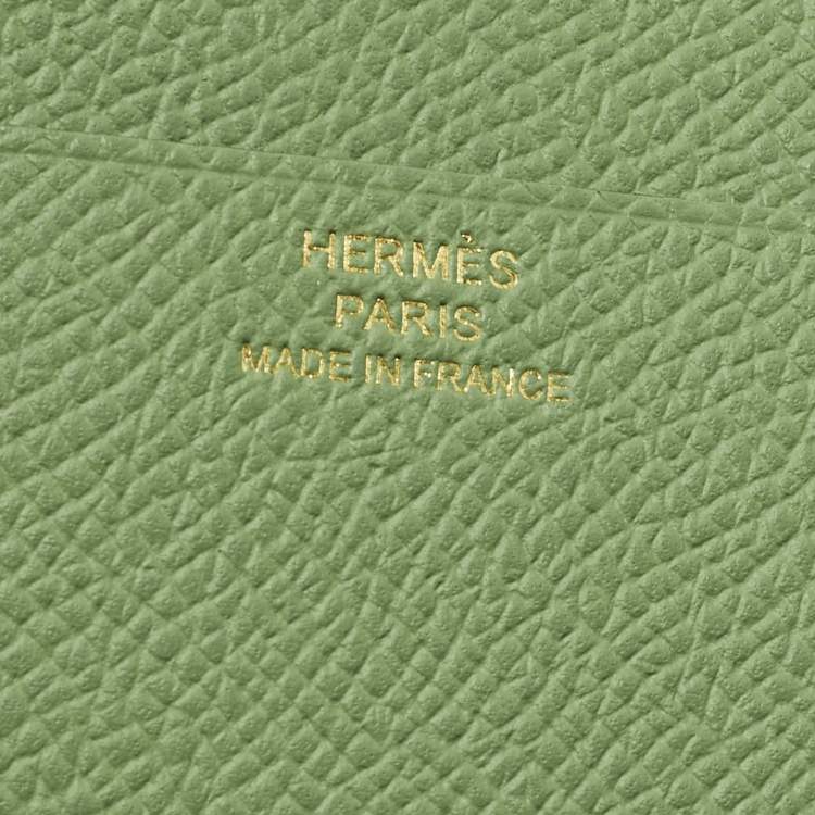 Pre Owned Hermes Portefeuille Bearn Combine Vert Yucca Epsom Leather Trifold Wallet