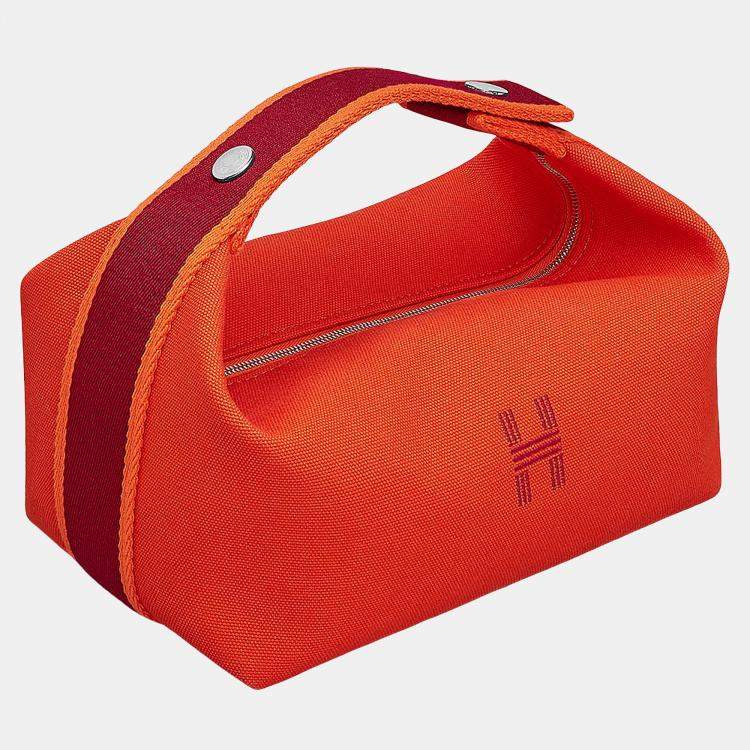 Pre Owned Hermes Bride-A-Brac Orange Feu Canvas Small Handbag