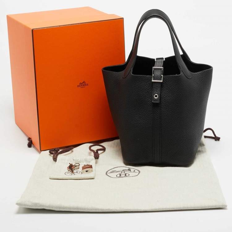 Pre Owned Hermès Picotin Lock 18 Noir Taurillon Clemence Leather Tote