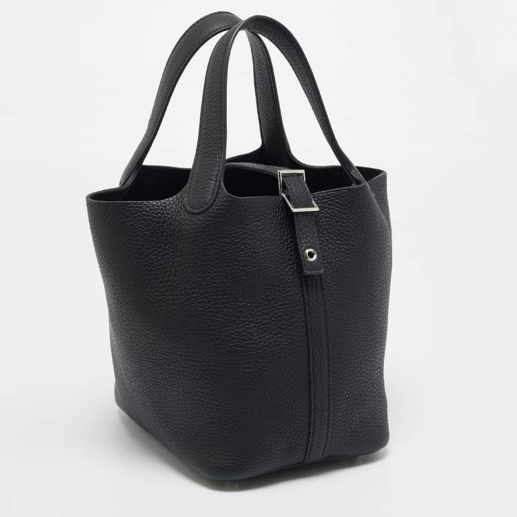 Pre Owned Hermès Picotin Lock 18 Noir Taurillon Clemence Leather Tote