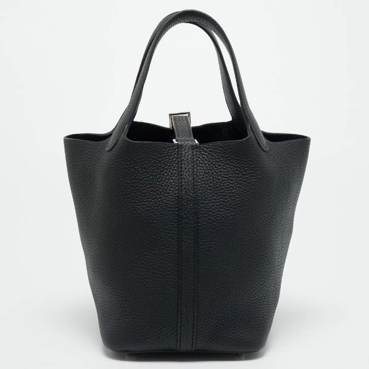 Pre Owned Hermès Picotin Lock 18 Noir Taurillon Clemence Leather Tote