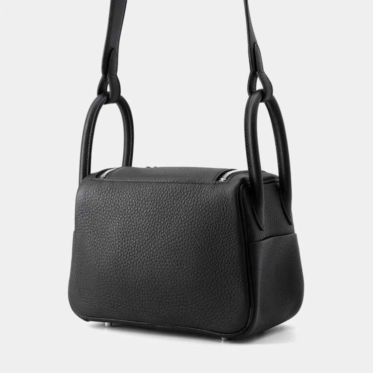 Pre Owned Hermes Lindy Mini Black Taurillon Clemence Leather Shoulder Bag