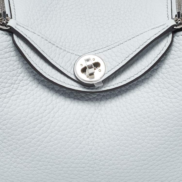 Pre Owned Hermès Lindy Mini Palladium Finish Bleu Pale Taurillon Clemence Leather Shoulder Bag