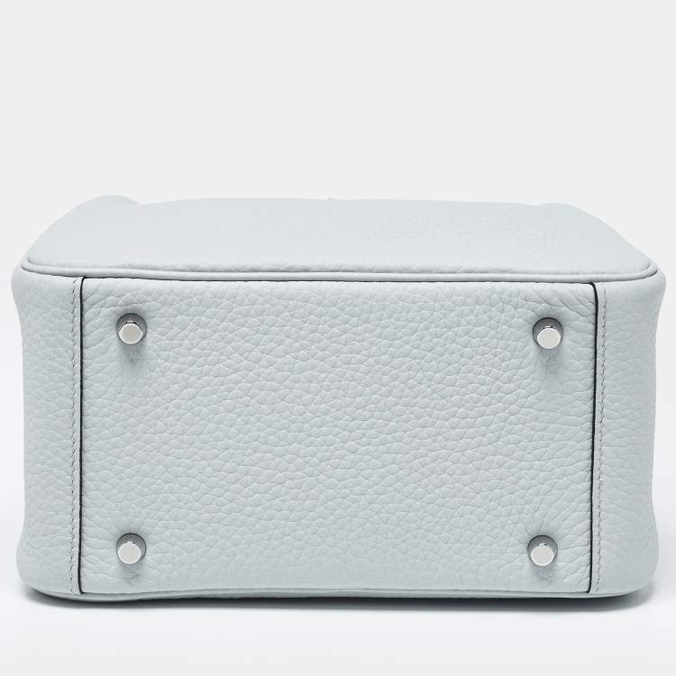 Pre Owned Hermès Lindy Mini Palladium Finish Bleu Pale Taurillon Clemence Leather Shoulder Bag