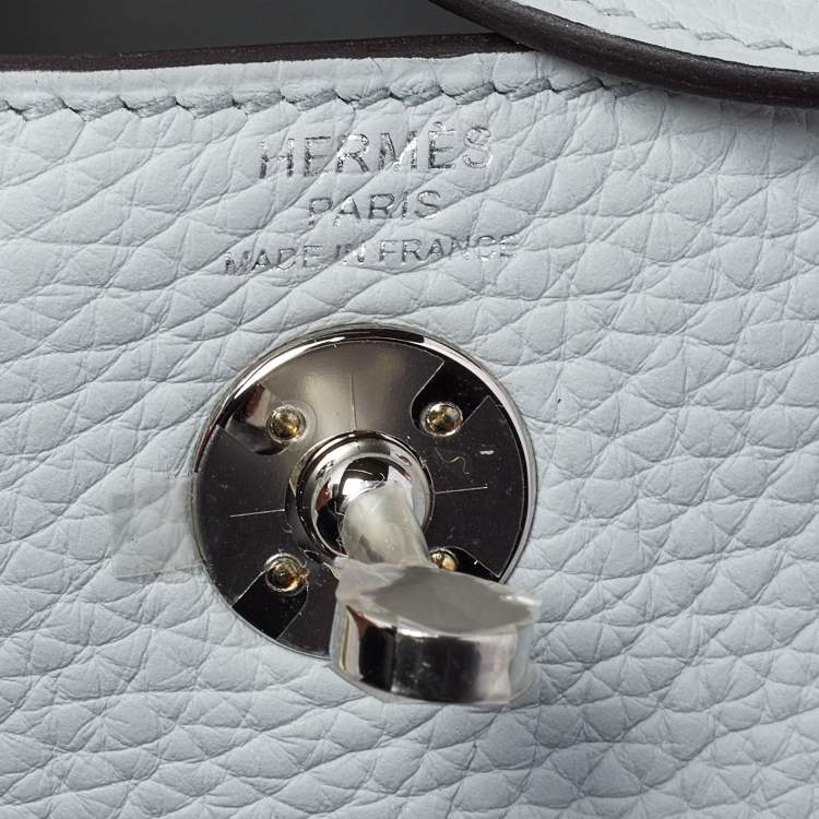 Pre Owned Hermès Lindy Mini Palladium Finish Bleu Pale Taurillon Clemence Leather Shoulder Bag