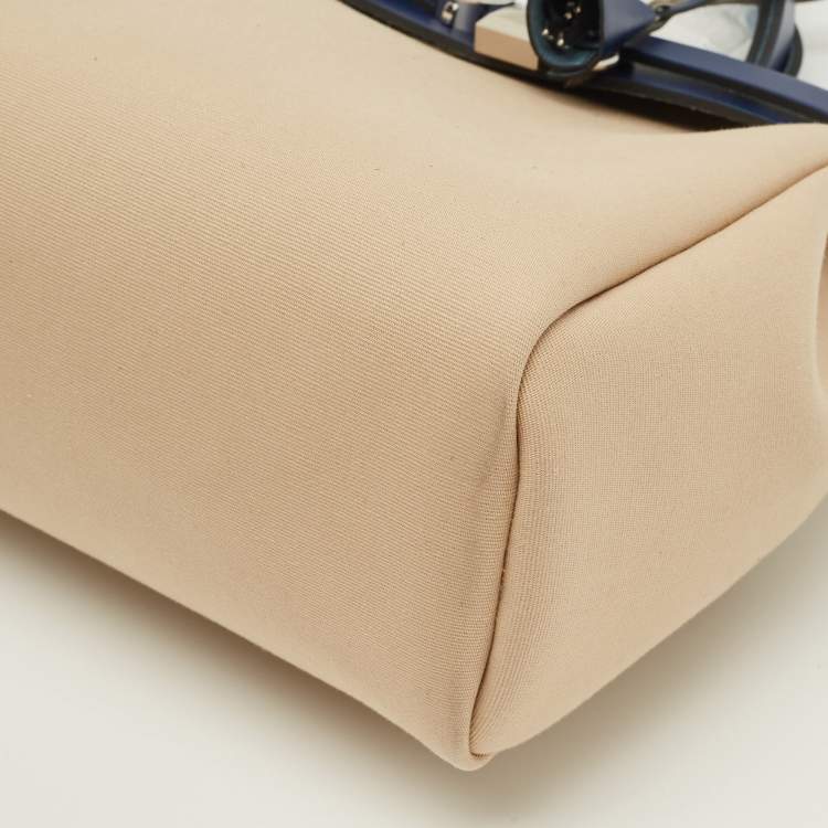 Pre Owned Hermes Herbag Zip 31 Beige/Bleu Saphir Toile and Vache Hunter Top Handle Bag