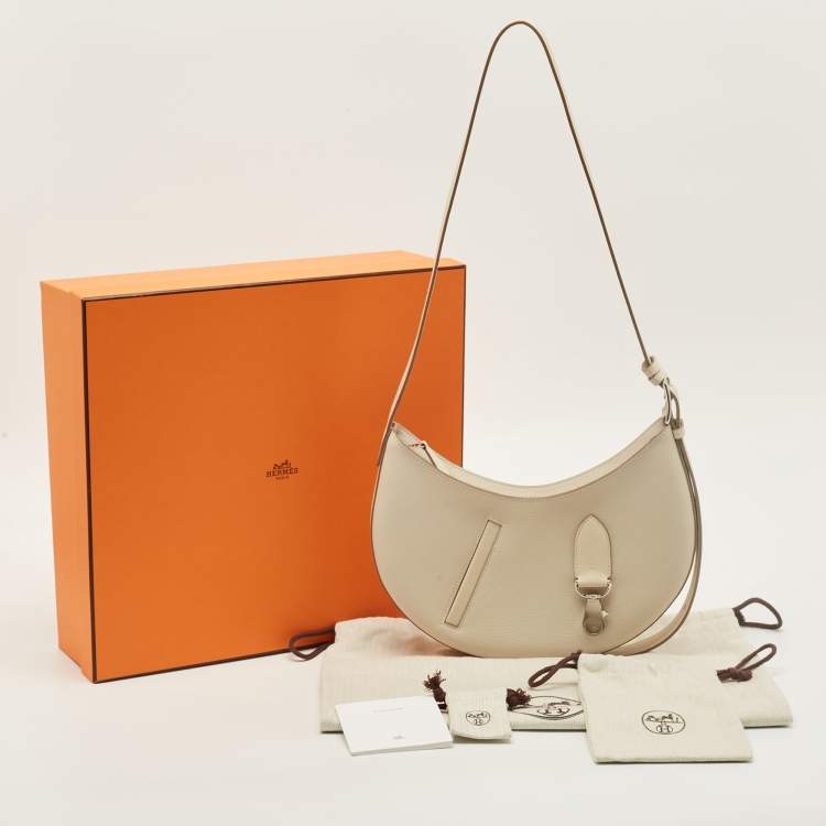 Pre Owned Hermès P'tit Arcon Craie Togo and Swift Leather Shoulder Bag