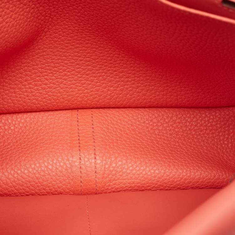 مملوكة مسبقًا Hermes Halzan 25 Palladium Finish Rose Texas Taurillon Clemence Leather Tote