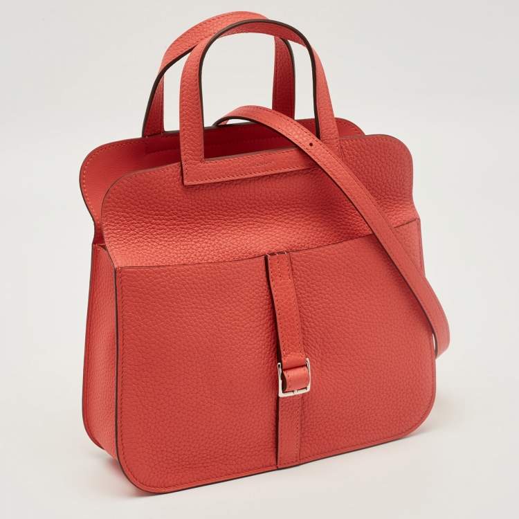 مملوكة مسبقًا Hermes Halzan 25 Palladium Finish Rose Texas Taurillon Clemence Leather Tote