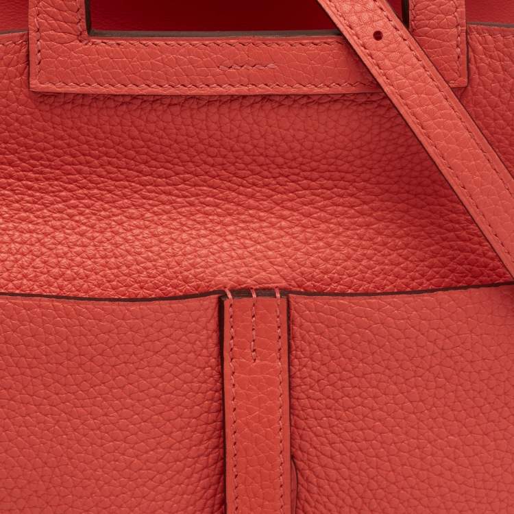 مملوكة مسبقًا Hermes Halzan 25 Palladium Finish Rose Texas Taurillon Clemence Leather Tote