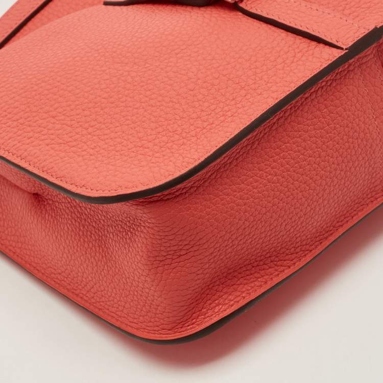 مملوكة مسبقًا Hermes Halzan 25 Palladium Finish Rose Texas Taurillon Clemence Leather Tote