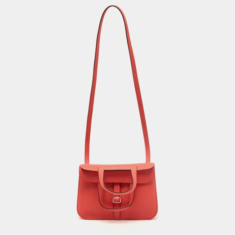 مملوكة مسبقًا Hermes Halzan 25 Palladium Finish Rose Texas Taurillon Clemence Leather Tote