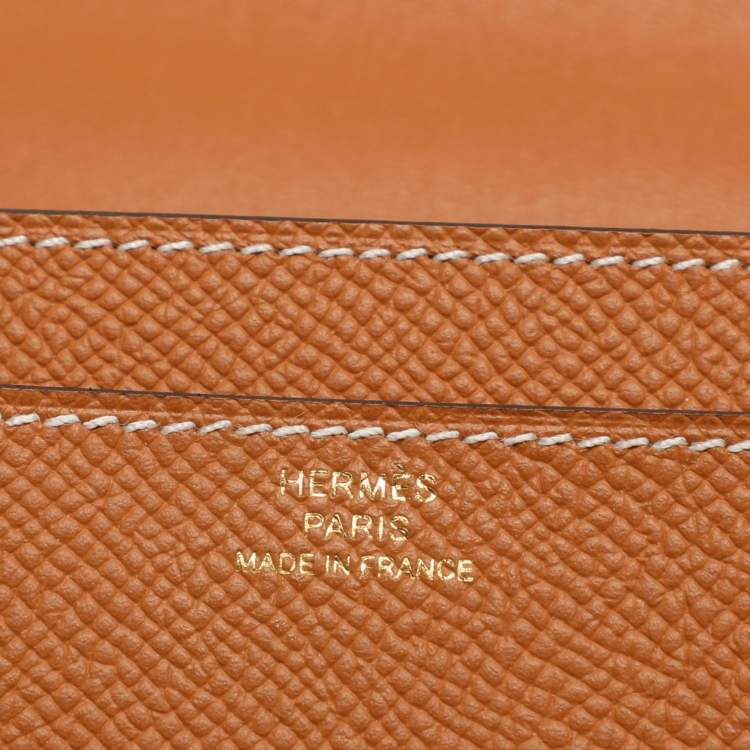 مملوكة مسبقًا محفظة هيرمس توغو كونستانس جلد أبسوم برتقالي طويلة