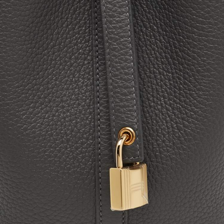 Pre Owned Hermès Picotin Lock 18 Gris Misty Taurillon Clemence Leather Tote
