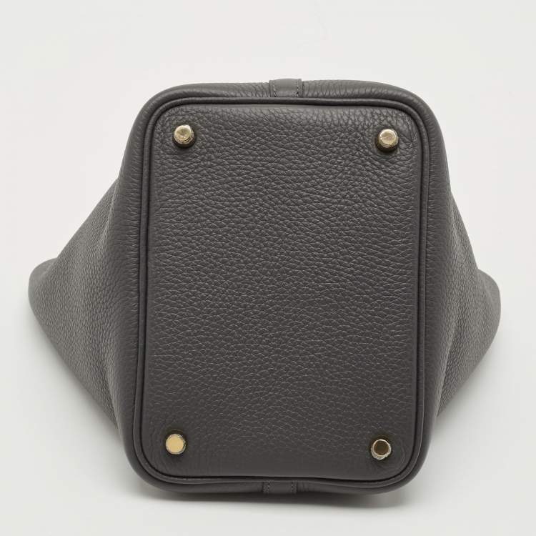 Pre Owned Hermès Picotin Lock 18 Gris Misty Taurillon Clemence Leather Tote