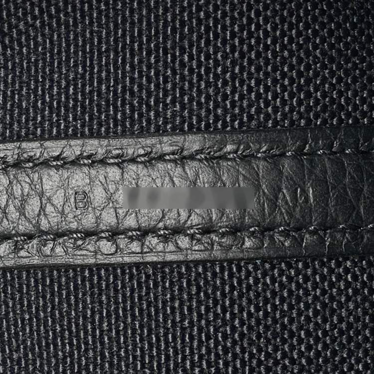 Pre Owned Hermes Pursangle MM Noir/Caramel Militaire Toile and Taurillon Clemence Leather Tote