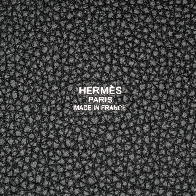 Pre Owned Hermes Pursangle MM Noir/Caramel Militaire Toile and Taurillon Clemence Leather Tote