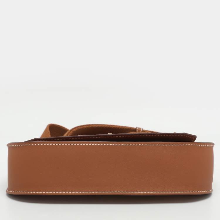 Pre Owned Hermès Jypsiere Mini Gold Finish Brown Leather Shoulder Bag