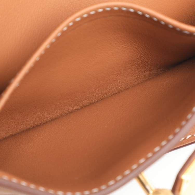 Pre Owned Hermès Jypsiere Mini Gold Finish Brown Leather Shoulder Bag