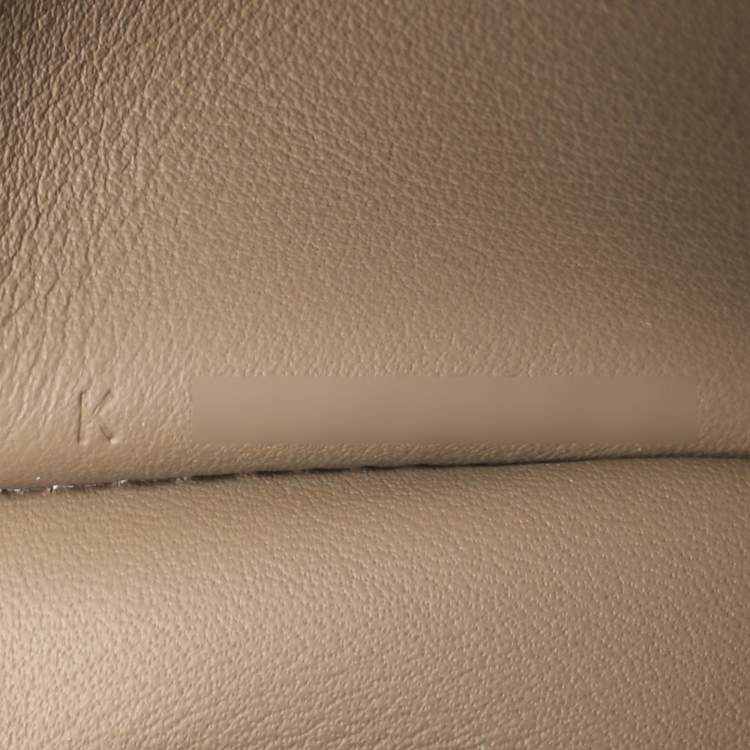 Pre Owned Hermès Glenan To Go Gold Finish Grey Leather Pouch