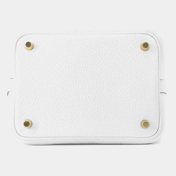 Pre Owned Hermes Picotin Lock 18 New White Taurillon Clemence Handbag