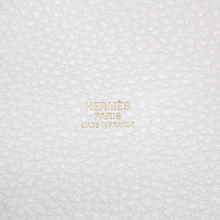 Pre Owned Hermes Picotin Lock 18 New White Taurillon Clemence Handbag