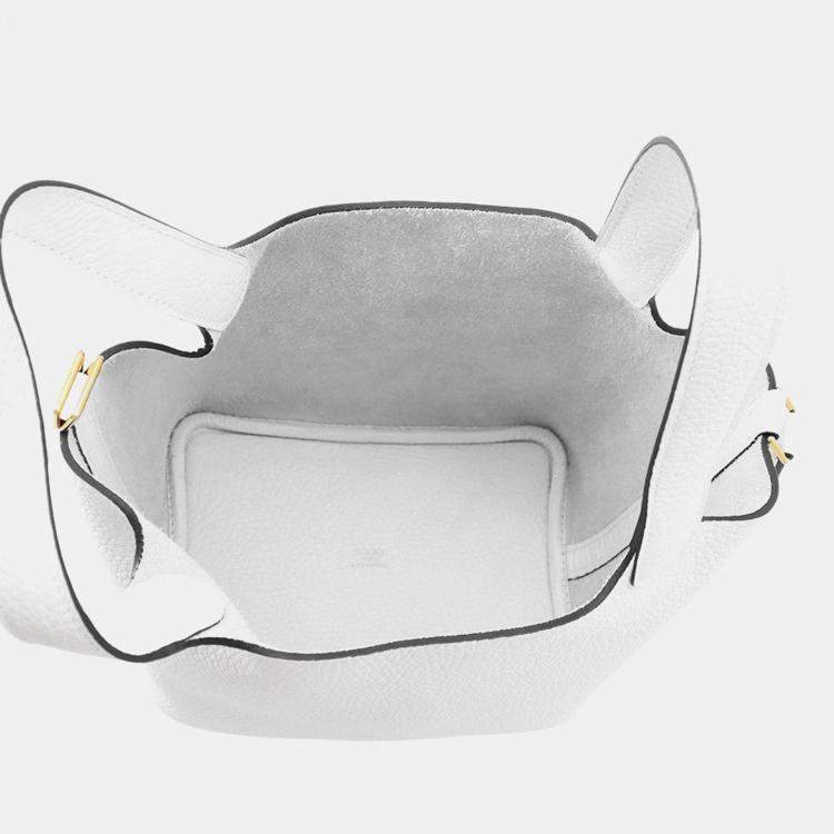 Pre Owned Hermes Picotin Lock 18 New White Taurillon Clemence Handbag