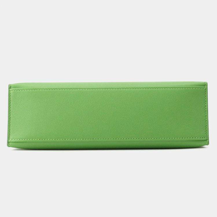 Pre Owned Hermes Pochettekelly Vert Yucca Swift Leather